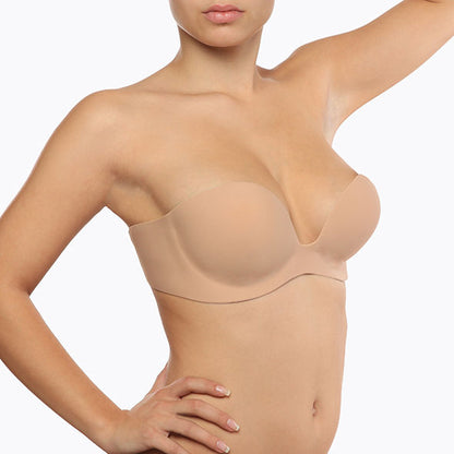 Sutiã adesivo BYE-BRA Gala Copa B Bege com efeito push-up e design sem alças.