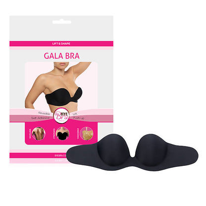 Sutiã adesivo BYE-BRA Gala Push-Up invisível na cor preta, ideal para roupas sem alças e sem costas.