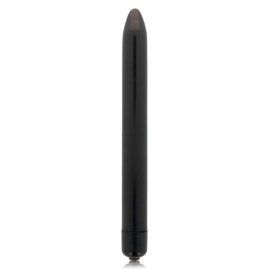Vibrador Slim GLOSSY preto, design elegante e compacto para prazer discreto.