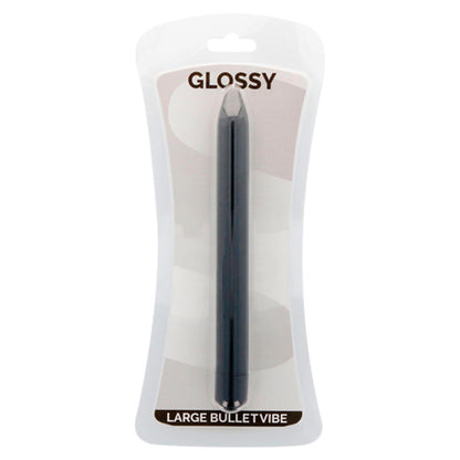 Vibrador Slim GLOSSY preto, design elegante e compacto para prazer discreto.