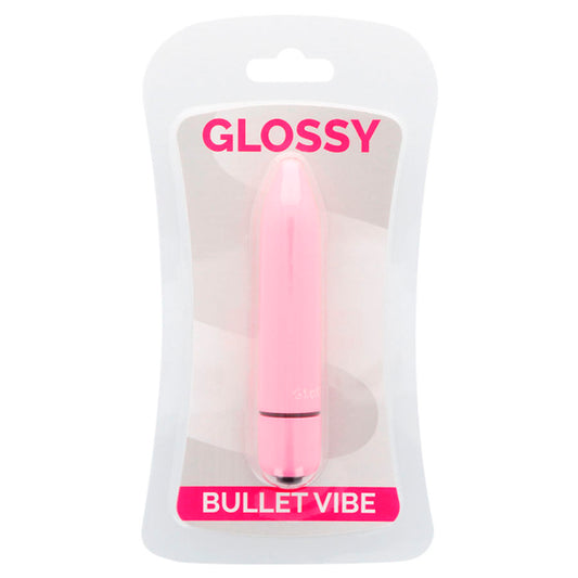 GLOSSY Vibrador Fino Brilliant Rosa Resistente à Água, mostrando seu design compacto e elegante.