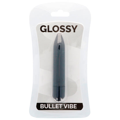 Vibrador Mini Portátil GLOSSY Preto, destacando o seu design compacto e material seguro.