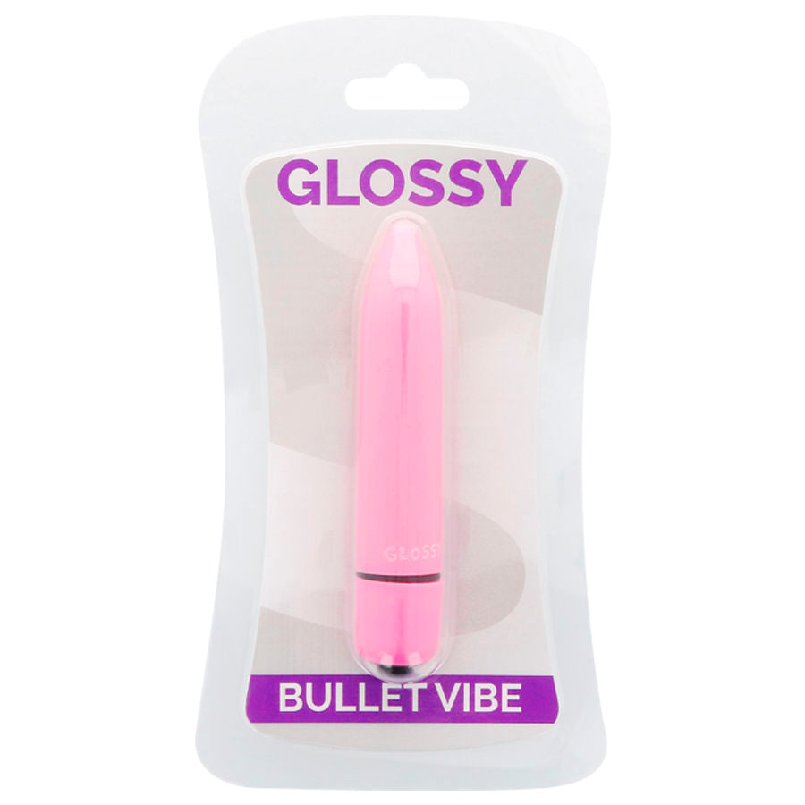 Close-up of the GLOSSY Vibrador Mini Fino Deep Rose showing its compact design and material.