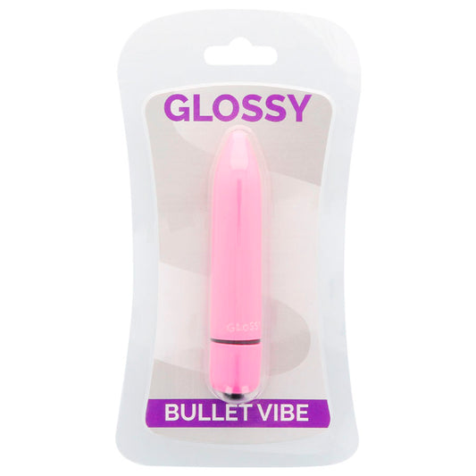 Close-up of the GLOSSY Vibrador Mini Fino Deep Rose showing its compact design and material.
