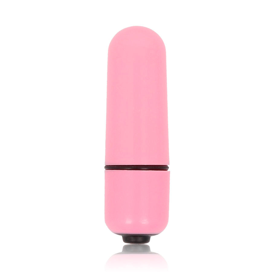 Close-up da Bala Vibratória GLOSSY Pequeno Rosa, destacando seu design compacto e elegante.