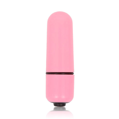 Close-up da Bala Vibratória GLOSSY Pequeno Rosa, destacando seu design compacto e elegante.