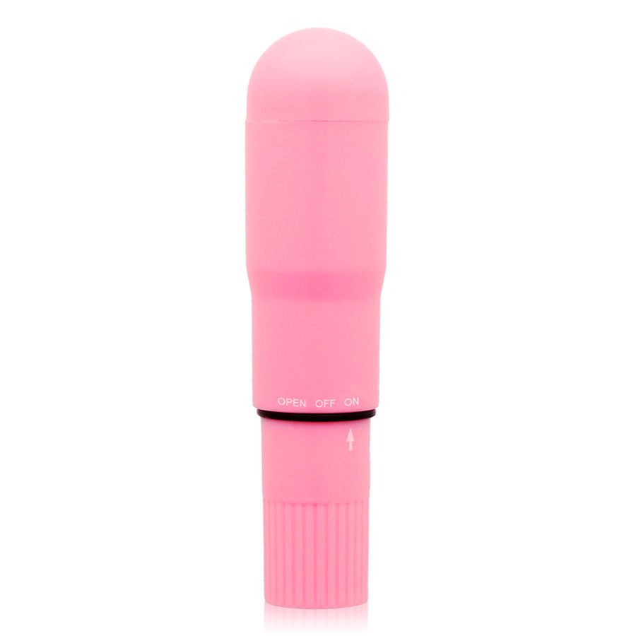 Close-up do GLOSSY Vibrador de Bolso Rosa, mostrando seu design compacto e cor.