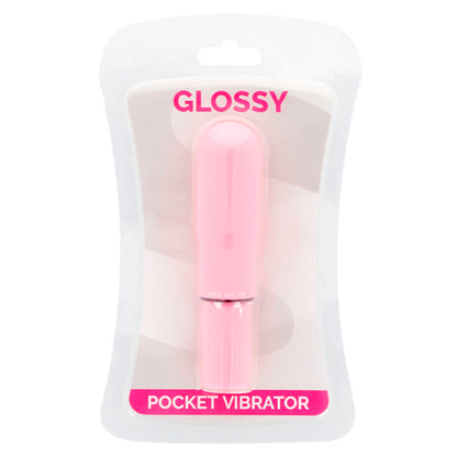 Close-up do GLOSSY Vibrador de Bolso Rosa, mostrando seu design compacto e cor.