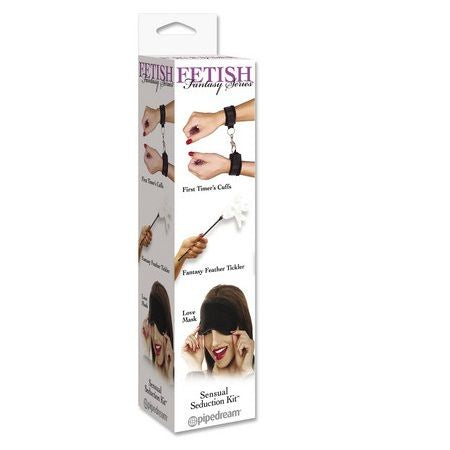 Kit de Sedução Sensual FETISH FANTASY SERIES com punhos, máscara e tickler