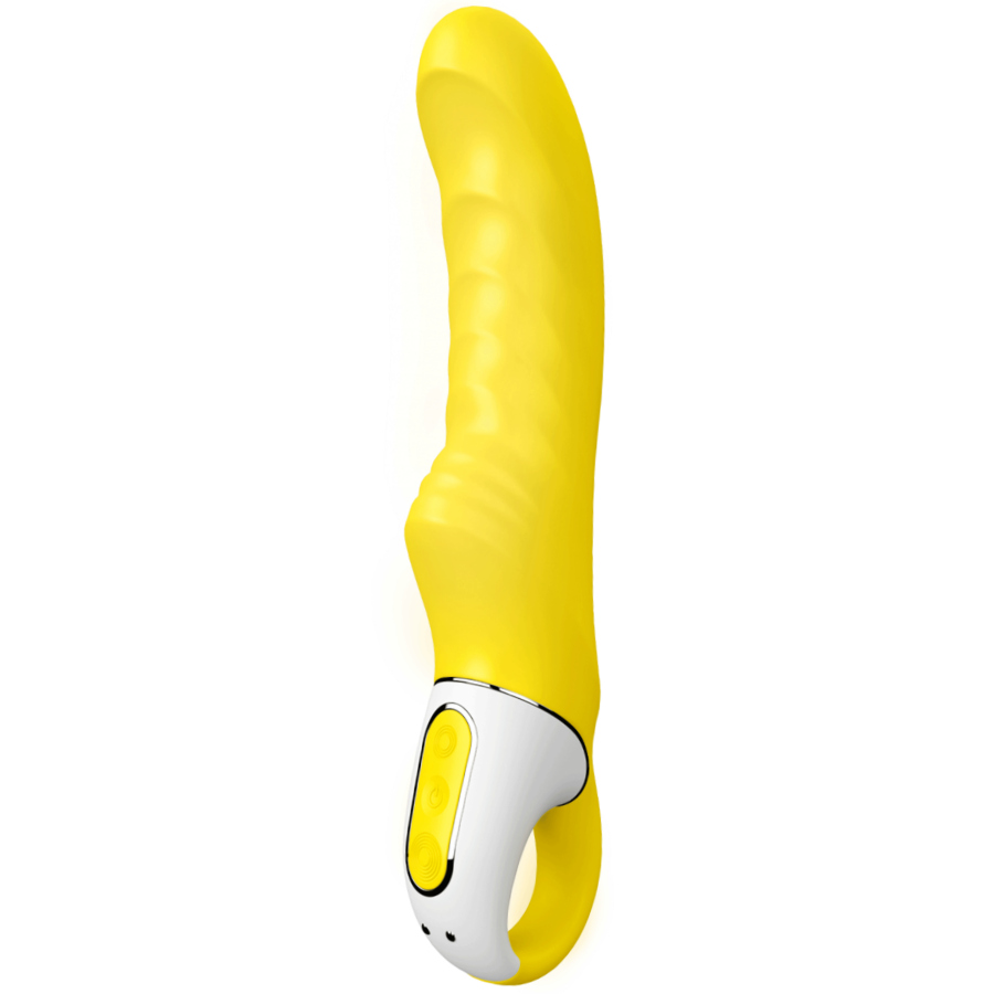 Satisfyer Vibrador Vibe Yummy Sunshine, exibindo seu design ergonômico e cor vibrante.