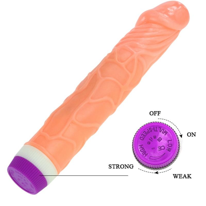 Close-up do Vibrador Realista Vibrante Baile 22.5 CM, mostrando sua textura e detalhes.