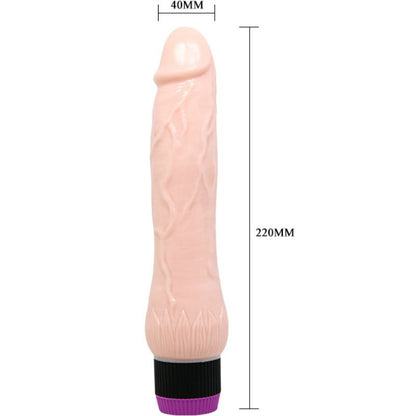 Close-up do Vibrador Realístico Baile Adour Club 22cm, mostrando sua textura macia, veias detalhadas e base larga.