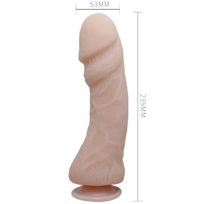 Close-up do Dildo Vibratório Realista BAILE com Controlo Remoto, destacando a textura e ventosa.