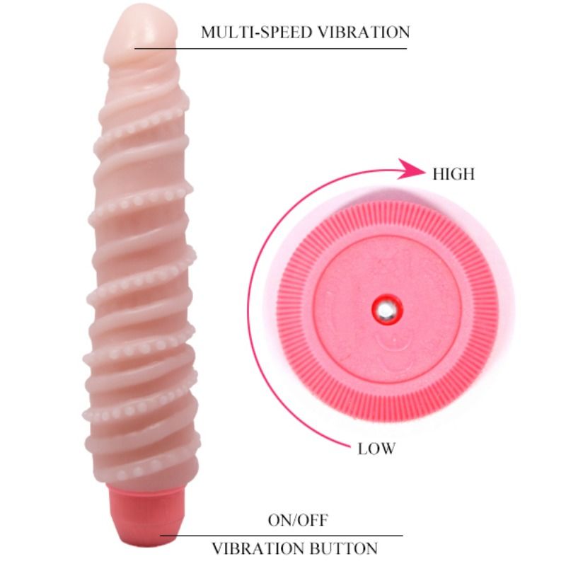 Vibrador Espiral Sensual Flexi Vibe BAILE 19.5cm realista com textura e múltiplas velocidades.
