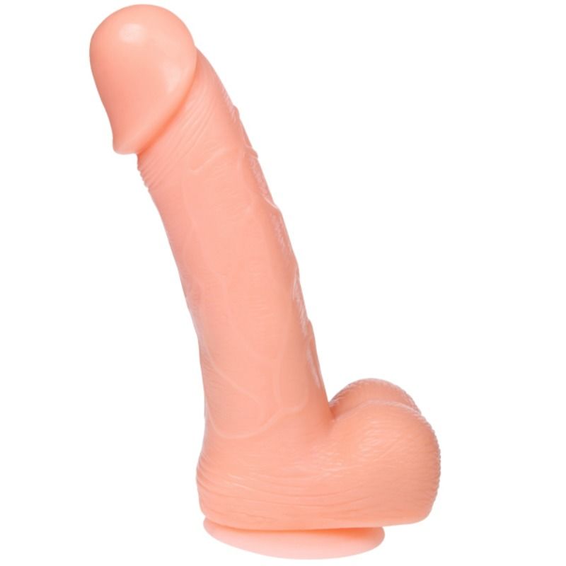 Vibrador Dildo Realista BAILE com vibração e rotação, mostrando detalhes da textura e ventosa.