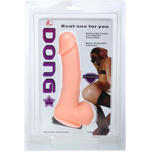 Vibrador Dildo Realista BAILE com vibração e rotação, mostrando detalhes da textura e ventosa.