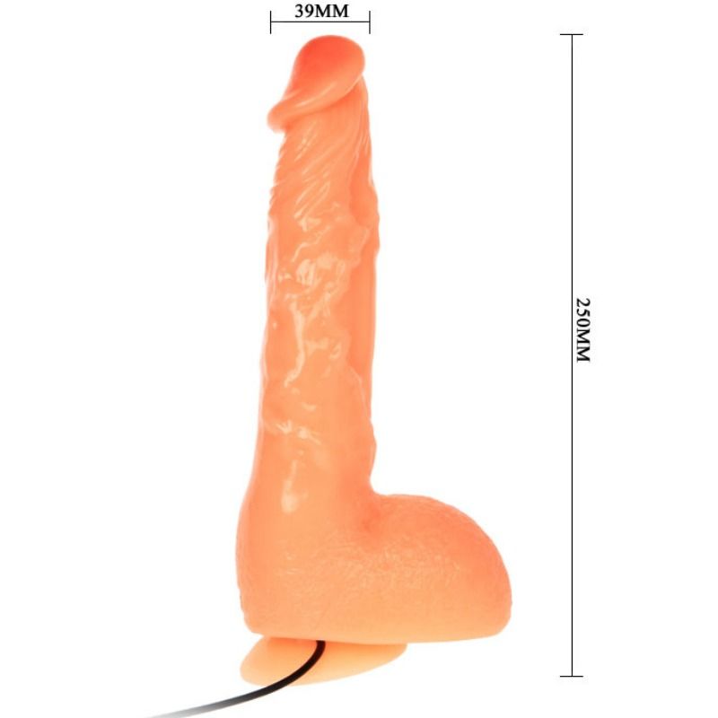 Detalhe do Dildo Vibratório Realista BAILE com ventosa, textura venosa e controlo remoto.