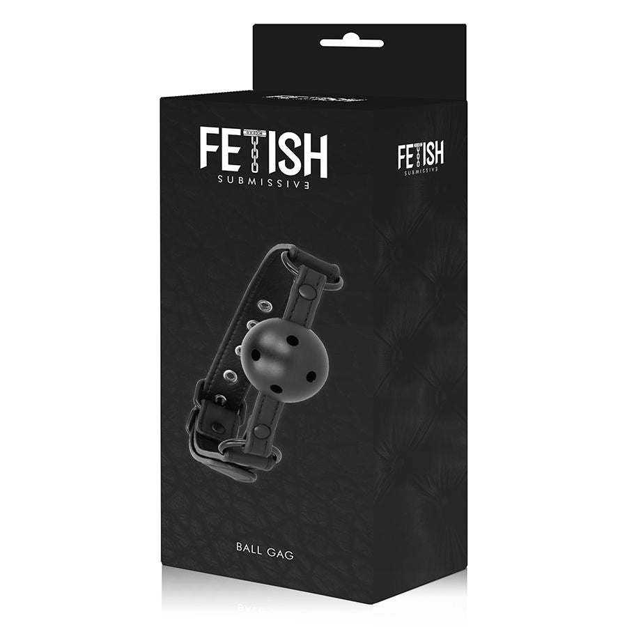 Close-up da Mordaça Vegana Respirável Fetish Submissive, mostrando o design ajustável e a bola para BDSM.