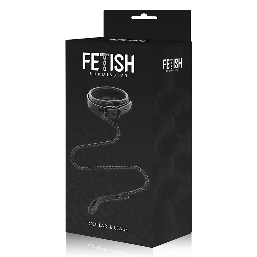 Close-up do Colar de Corrente Fetish Submissive com Forro de Neoprene e detalhe do anel.