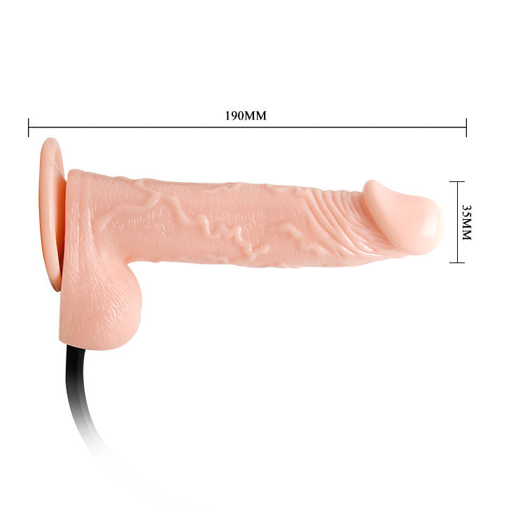 Close-up of the BAILE Dildo Vibrante Inflável Realista com Ventosa showing its texture and features.
