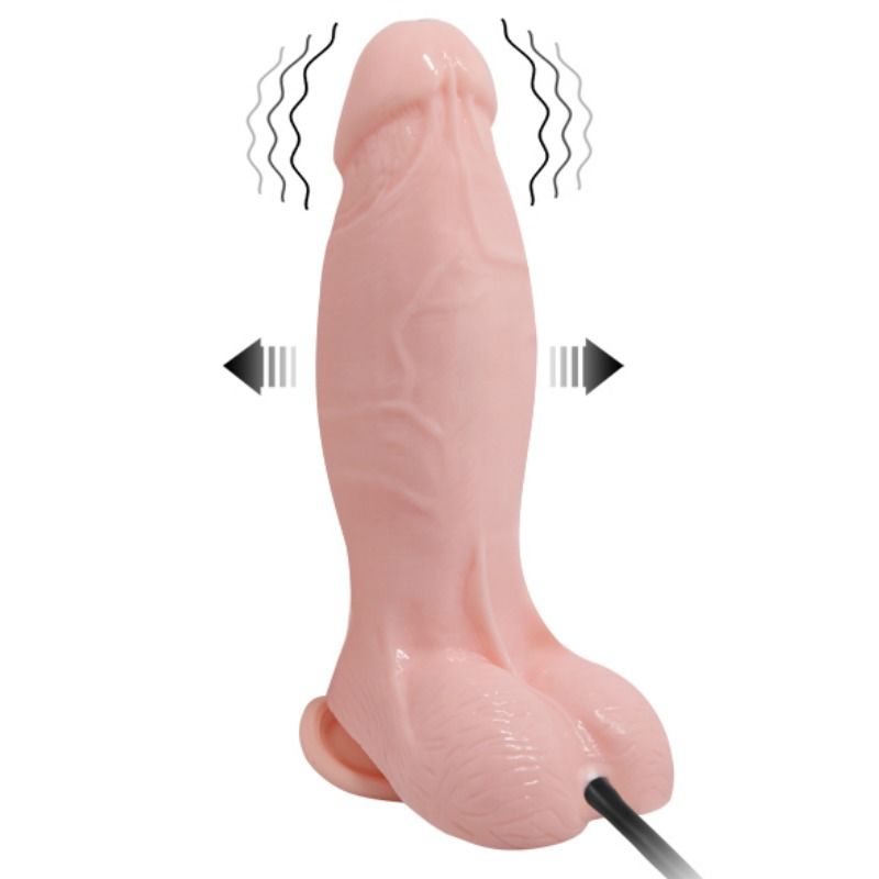 BAILE Dildo Vibrante Inflável Realista com ventosa e controle remoto, exibindo textura e design ergonômico.