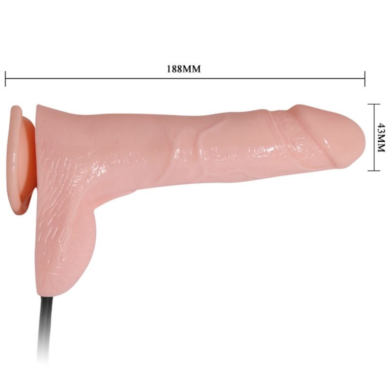 BAILE Dildo Vibrante Inflável Realista com ventosa e controle remoto, exibindo textura e design ergonômico.