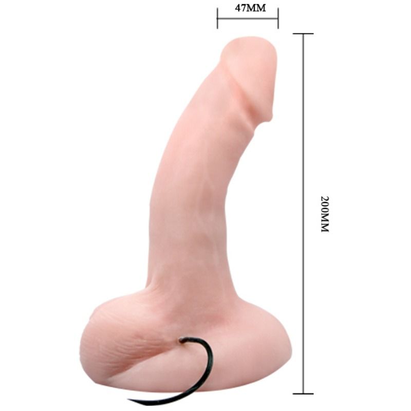 Close-up of the BAILE Dildo Vibrador Realista com Rotação e Ventosa showing its texture and features.