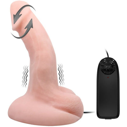 Close-up of the BAILE Dildo Vibrador Realista com Rotação e Ventosa showing its texture and features.