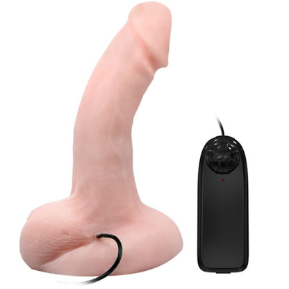 Close-up of the BAILE Dildo Vibrador Realista com Rotação e Ventosa showing its texture and features.