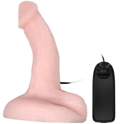 Close-up of the BAILE Dildo Vibrador Realista com Rotação e Ventosa showing its texture and features.
