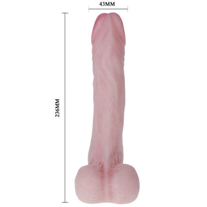 Close-up of the BAILE Vibrador Realista Natural showing its texture and suction cup base.