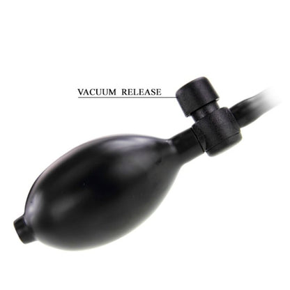 Pênis Inflável Vibrador Baile Bigger Joy 16cm, detalhe da textura e bomba de ar.