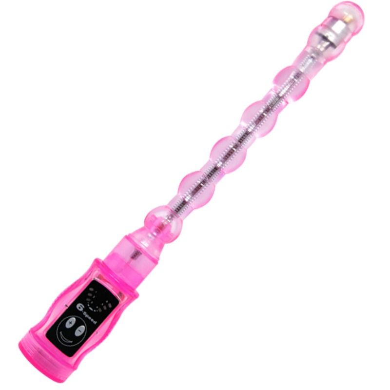 BAILE Estimulador Anal Triplo Flexível com 6 Velocidades Rosa, mostrando seu design ergonômico e material macio.