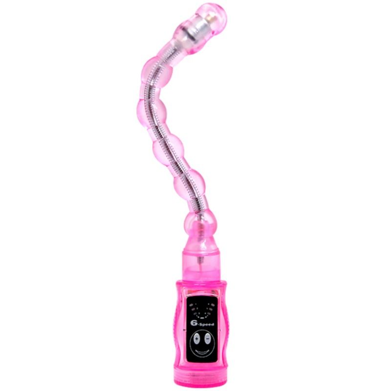BAILE Estimulador Anal Triplo Flexível com 6 Velocidades Rosa, mostrando seu design ergonômico e material macio.