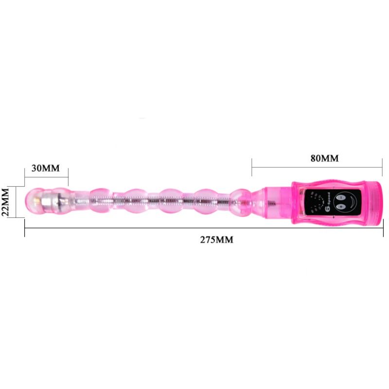 BAILE Estimulador Anal Triplo Flexível com 6 Velocidades Rosa, mostrando seu design ergonômico e material macio.
