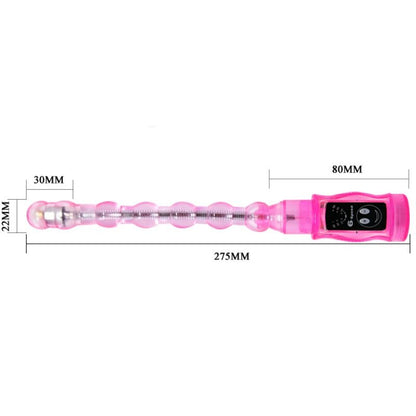BAILE Estimulador Anal Triplo Flexível com 6 Velocidades Rosa, mostrando seu design ergonômico e material macio.