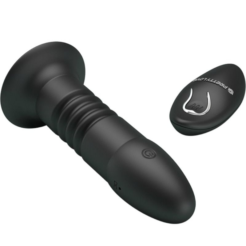 Close-up do Plug Anal Vibratório PRETTY LOVE Magic Jinger, destacando seu design ergonómico, silicone macio e ventosa.