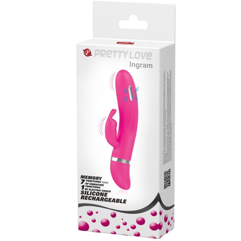 Vibrador Coelho PRETTY LOVE Ingram com eletrochoque e 7 funções de vibração, feito de silicone macio.