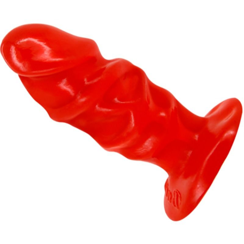 Plug anal unissexo BAILE com ventosa vermelha, mostrando seu design macio e ergonômico