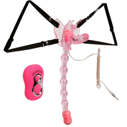 Detalhe do BAILE Vibrador Borboleta Tripla Estimulação com Controle Remoto, mostrando seu design flexível e tiras ajustáveis.