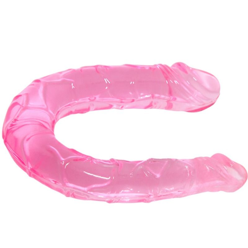 Dildo Duplo Dong Rosa BAILE em TPR translúcido para estimulação versátil