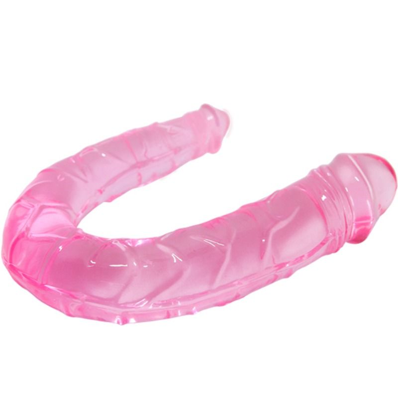 Dildo Duplo Dong Rosa BAILE em TPR translúcido para estimulação versátil