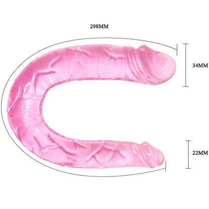 Dildo Duplo Dong Rosa BAILE em TPR translúcido para estimulação versátil