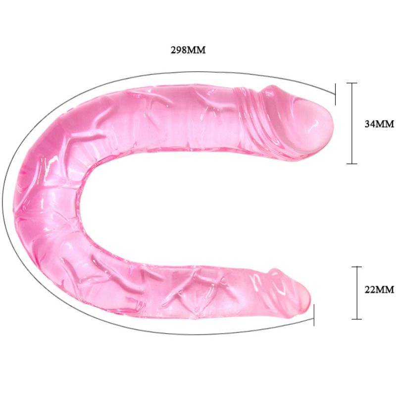 Dildo Duplo Dong Rosa BAILE em TPR translúcido para estimulação versátil