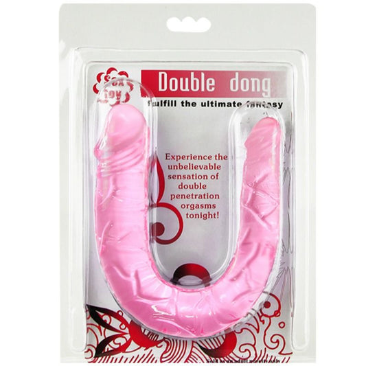 Dildo Duplo Dong Rosa BAILE em TPR translúcido para estimulação versátil