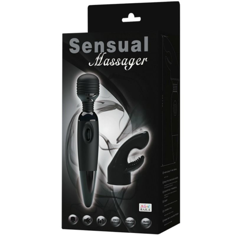 Detalhe do Massageador Wand BAILE com cabeça intercambiável, mostrando o design ergonómico e material de silicone.