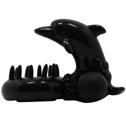 Anel peniano vibratório BAILE Sweet Ring com estimulador de clitóris em silicone preto para casais.