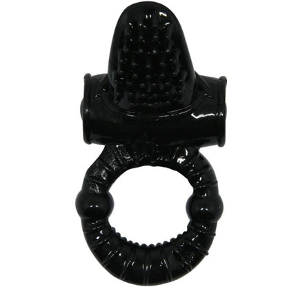 Anel vibrante BAILE Sweet Ring com coelho texturado para estimulação clitoriana e peniana, em silicone preto.