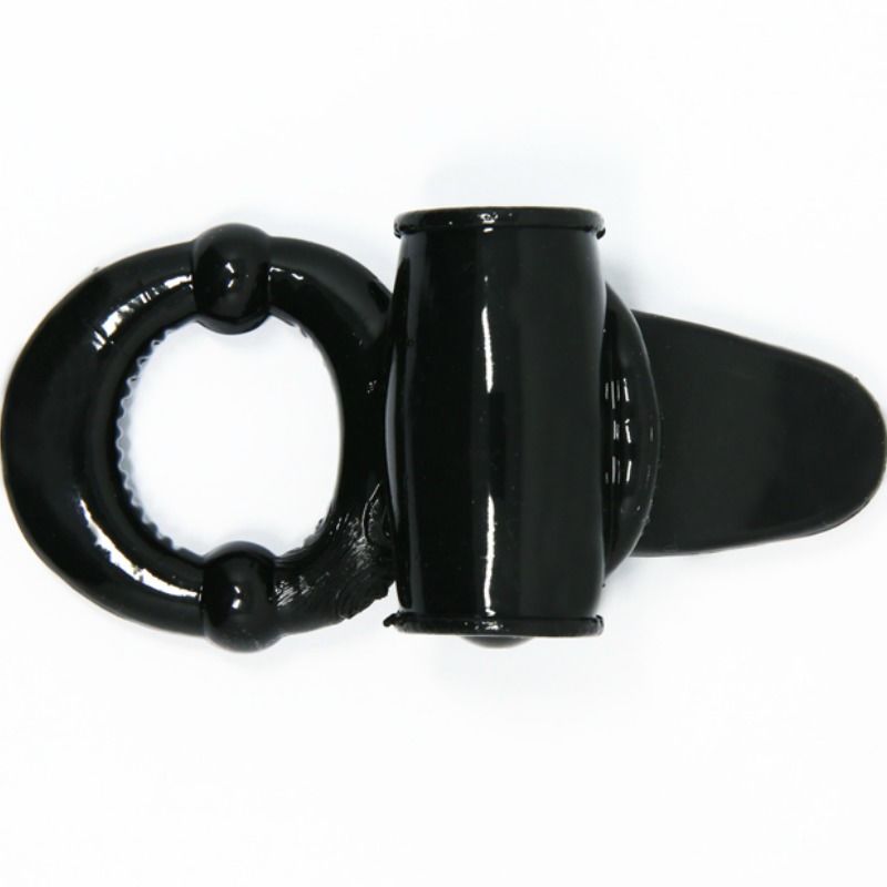 Anel vibrante BAILE Sweet Ring com coelho texturado para estimulação clitoriana e peniana, em silicone preto.