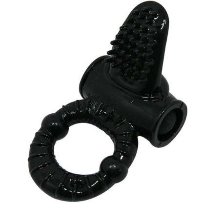Anel vibrante BAILE Sweet Ring com coelho texturado para estimulação clitoriana e peniana, em silicone preto.